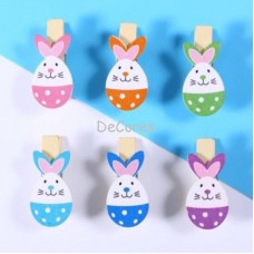 Malé dřevěné kolíčky s velikonočním zajíčkem / 6 kusů